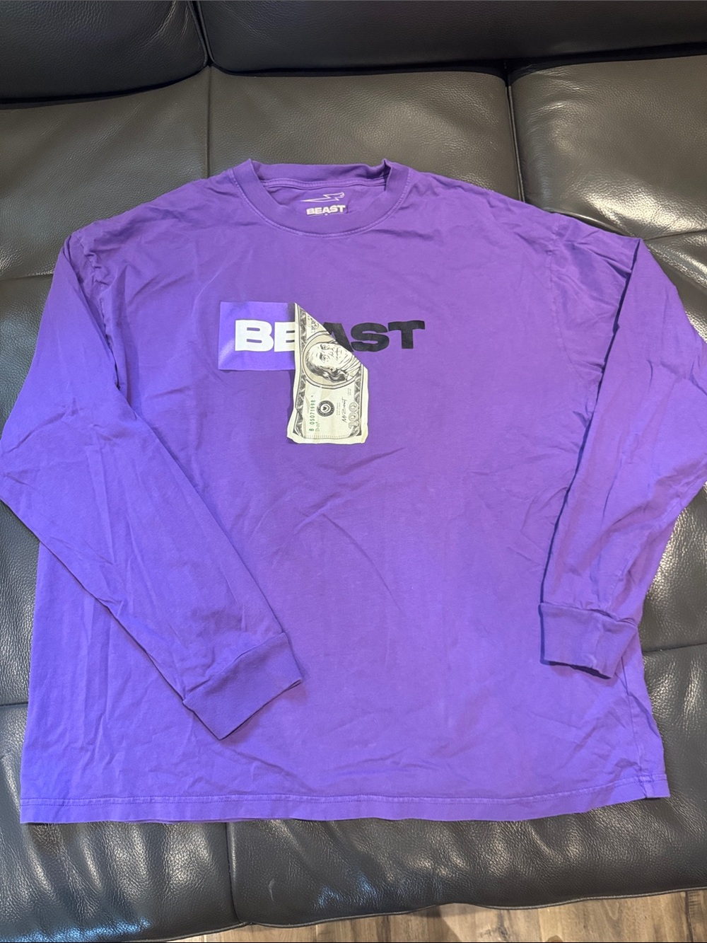 Purple Long-Sleeve Mr. Beast Tee Rare